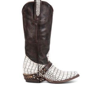 Freebird Lusitano boots, Size 6, White Croc Multi